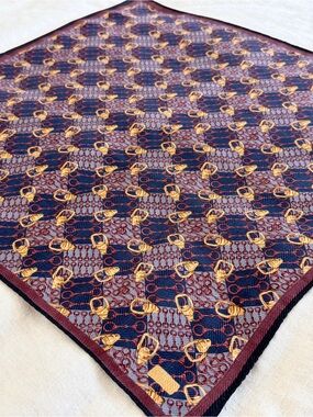 Vintage Celine Equestrian Horsebit Cotton Bandana Scarf Made in Japan